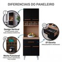 Ver imagem 4 de Paneleiro Torre Quente Armário de Cozinha Vic 04 Portas 01 Gaveta Savana Preto - Desk Design