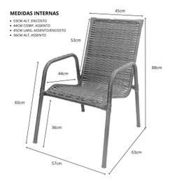 Kit 2 Cadeiras com Mesa Centro Area Externa Varanda Jardim Cor Amêndoa - 5