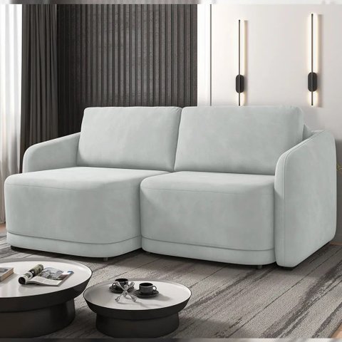 Sofá Cama Modulado Retrátil e Reclinável Decorativo Varsóvia 196cm Veludo Cinza G33 - Gran Belo