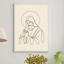 Ver imagem 1 de Quadro Jesus One Line - Marrom 24x18cm - com Vidro:moldura Branca