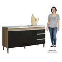 Ver imagem 5 de Balcão de Cozinha com Pia Inox 150cm 3 Gavetas Andréia Amêndoa/preto - Ajl Móveis