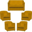 Ver imagem 1 de Kit Namoradeira Decorativa + 4 Poltronas para Sala Manicure Recepção Consultório Mila Suede