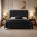 Ver imagem 1 de Cabeceira para Cama Casal King Estofada 1,93 ,Mts Liz Vilajo: Suede Preto