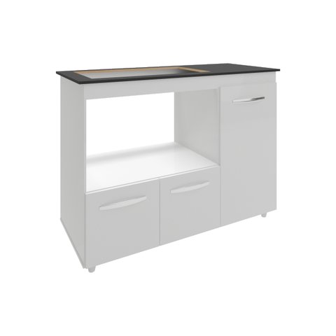 Balcão Armário Gabinete de Cozinha para Fogão Cooktop 5 Bocas e Forno 3 Portas Alana Mobília Decor B