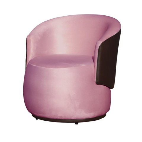 Poltrona Organica Recepção para Sala Aisha Corano Marrom e Veludo Rosa Chiclete - Incasa Decor