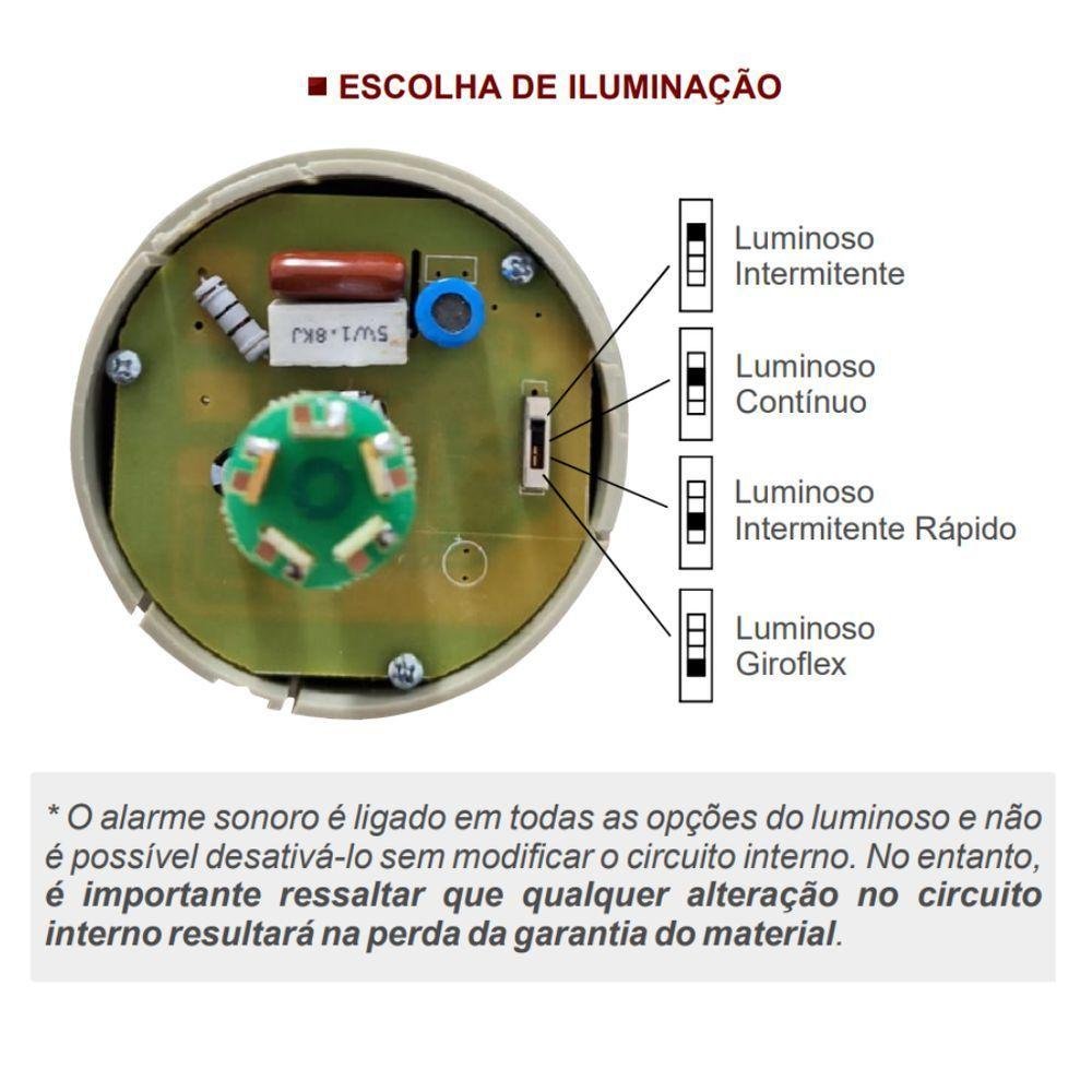 Sinalizador Giratório Giroled Buzzer | 12v até 220vca/vcc | Lte1103-y | Amarelo - 2