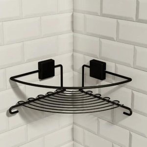 Porta Shampoo De Canto Em Aço - Preto
