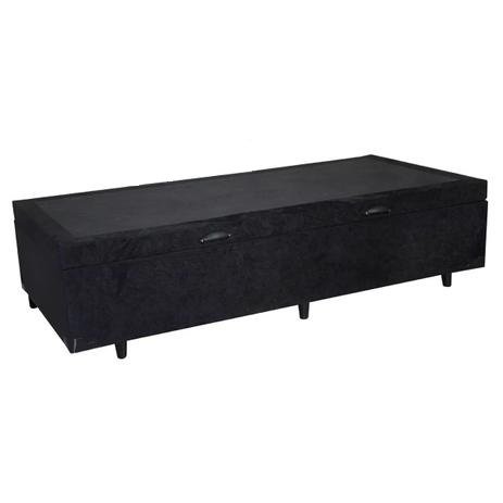 Base Cama Box Baú Solteiro RC Sono Leve 42x88x188:Suede/Preto - 2