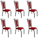 Ver imagem 2 de Kit 6 Cadeira Paris Cozinha Tubular Aço Preto Craquelado Estofada Encosto Junco