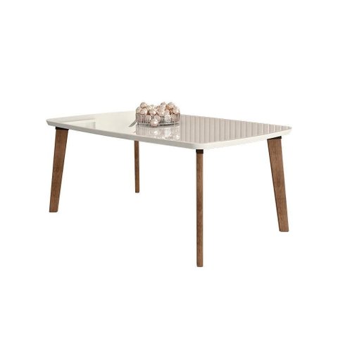 Mesa de Jantar Mesa de Jantar 1,70 x 0,90 4 Lugares Retangular MDF Off White RV Móveis