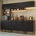 Ver imagem 1 de Armário de Cozinha Completa 225 cm Rustic/Preto Lille Madesa 01