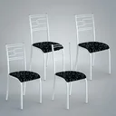 Ver imagem 3 de Kit 4 Cadeiras Paraty Corino Preto Lirio Tubo Branco