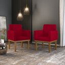 Ver imagem 1 de KIT 02 Cadeiras Com Base Mesa De Estudos Poltrona Decorativa Cor:Vermelha
