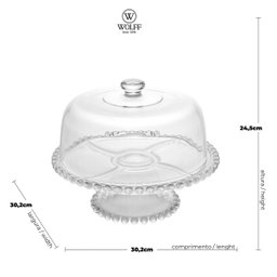 Prato para Bolo de Cristal 31x25cm Wolff Bolinhas - 5