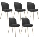 Ver imagem 1 de Kit 5 Cadeiras Sala de Jantar Estofada Gavi Arena L02 Linho Cinza Escuro - Lyam Decor