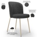 Ver imagem 4 de Kit 5 Cadeiras Sala de Jantar Estofada Gavi Arena L02 Linho Cinza Escuro - Lyam Decor