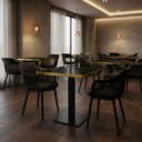 Ver imagem 2 de Conjunto Mesa de Jantar Quadrada Venezia 70x70cm Preta com 2 Cadeiras Estofadas Marcela - Preto