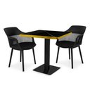 Ver imagem 1 de Conjunto Mesa de Jantar Quadrada Venezia 70x70cm Preta com 2 Cadeiras Estofadas Marcela - Preto