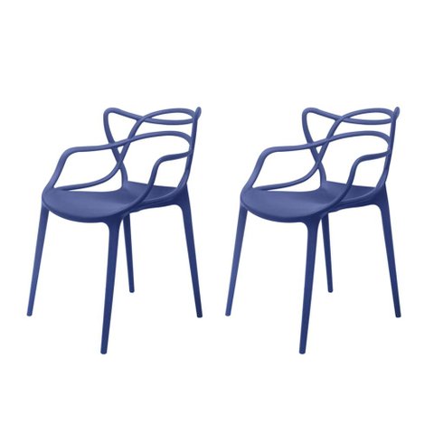 Conjunto 2 Cadeiras Allegra Polipropileno Azul Bic – Uso Interno e Externo