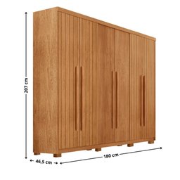 Guarda Roupa Casal Toronto 100 Mdf 6 Portas e 2 Gavetas com Pés Moderna Mobília - 4
