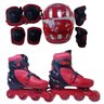 Patins Roller De 4 Rodas Vermelho + Kit de Proteção Tm:32/35 - 1