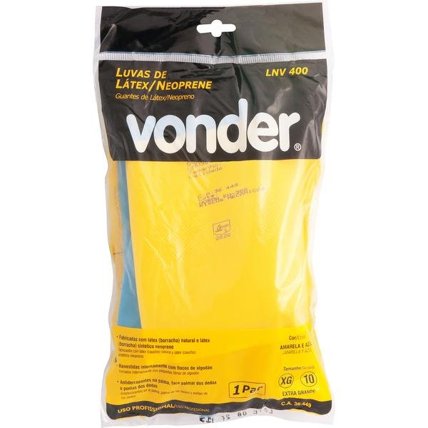 Luva latex neoprene xg amarelo/Azul ca34449 - Vonder - 2