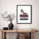 Ver imagem 1 de Quadro Decorativo Closet Sapato Livros - 70x50cm:moldura Preta