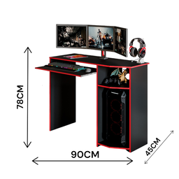Escrivaninha Mesa Gamer Computador Notebook Estudo Trabalho:preto e Vermelho - 3