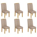 Ver imagem 1 de Conjunto Kit com 6 Cadeiras de Jantar Estofadas Ayla MDF Cedro Veludo Creme DJ Móveis