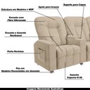 Ver imagem 3 de Poltrona Reclinável 3 Lugares para Sala de Cinema Arsenal Suede Bege G23 - Encantum