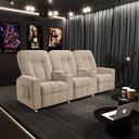 Ver imagem 1 de Poltrona Reclinável 3 Lugares para Sala de Cinema Arsenal Suede Bege G23 - Encantum