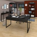 Ver imagem 2 de Conjunto Escritório Mesa em L Aparador e 2 Estantes Studio Industrial M18 Preto - Mpozenato