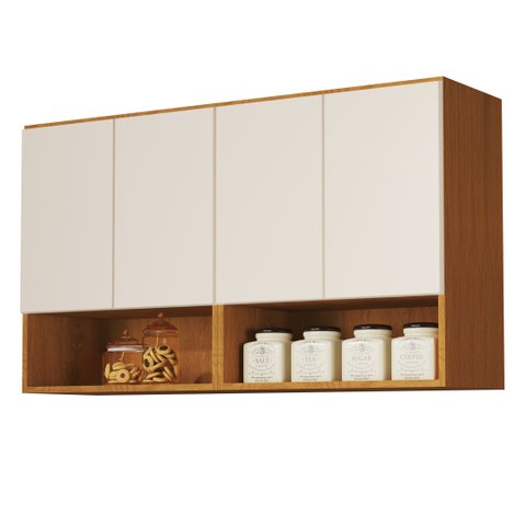 Armário Aéreo Multiuso para Quarto ou Cozinha Nature/off White