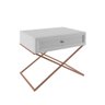 Mesa de Cabeceira Cotia 70Cm Baixa 1 Gaveta Branco com Cobre - 1