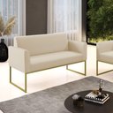 Ver imagem 4 de Sofá Namoradeira Base Industrial Dourado Marisa Corino D03 - D\'rossi Cor Bege