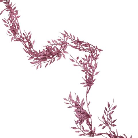 Galho Folhagem Ramificado Glitter Rosa Natal 1,75 Metros - Art Christmas