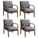 Ver imagem 2 de Conjunto 4 Poltronas Lara Cadeira Decorativa Sala, Recepção - Linho Cinza