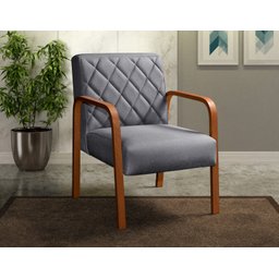 Conjunto 4 Poltronas Lara Cadeira decorativa Sala, Recepção - Linho Cinza - 4