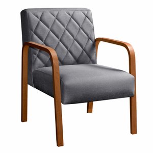 Conjunto 4 Poltronas Lara Cadeira decorativa Sala, Recepção - Linho Cinza
