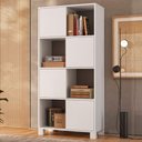 Ver imagem 1 de Armario Estante Multiuso 4 Portas 4 Nichos 68x145 cm Branco Artany