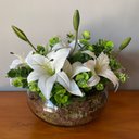 Ver imagem 2 de Arranjo Centro de Mesa Lírio Branco Artificial Completo Grande