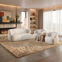 Ver imagem 1 de Conjunto 1 Sofá Orgânico 160cm 2 Poltronas Base Giratória e Orgânicas Zoe Yescasa Bege Off White