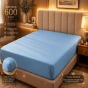 Ver imagem 3 de Jogo de Cama Lençol Quality Queen Micropercal 600 Fios Macio Azul Claro Casa Show Enxovais