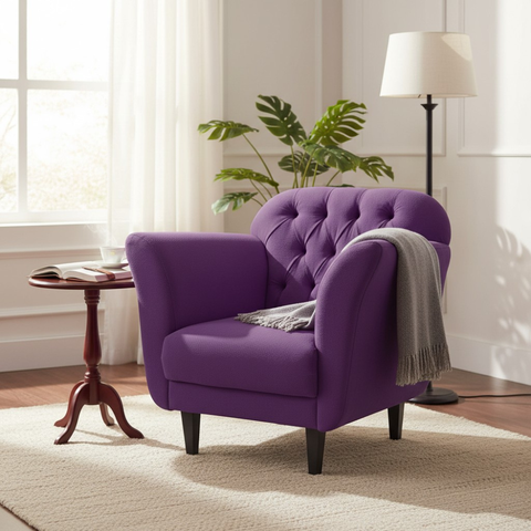 Poltrona Decorativa Dália Veludo Roxo
