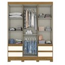 Ver imagem 2 de Guarda Roupa Solteiro 3 Portas 4 Gavetas Lema Briz Marrom/Nature/Off White