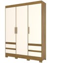 Ver imagem 3 de Guarda Roupa Solteiro 3 Portas 4 Gavetas Lema Briz Marrom/Nature/Off White