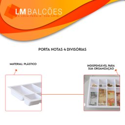 Bandeja Porta Notas e Moedas 33 X 29cm (4 Divisórias) - Branca - 3