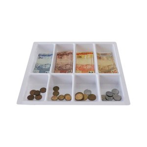 Bandeja Porta Notas e Moedas 33 X 29cm (4 Divisórias) - Branca