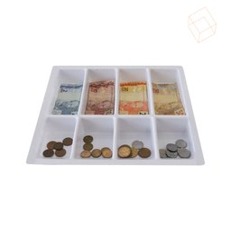 Bandeja Porta Notas e Moedas 33 X 29cm (4 Divisórias) - Branca - 5