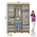 Ver imagem 2 de Guarda Roupa Solteiro 3 Portas 4 Gavetas Lema Briz Cinza/Nature
